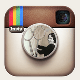 montage : une dame vintage dans le viseur de l'appareil icone instagram